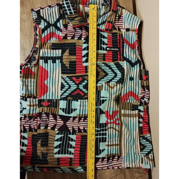 Columbia Vest Mens Large Fleece Zip Front Retro Aztec Pattern Outdoors - Picture 11 of 13